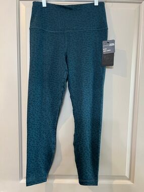 90 Degree By Reflex Teal Leopard Jacquard Leggings